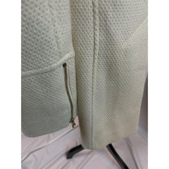 Chic Cream Textured Double Breasted Belted Trench Coat Women's Large - Picture 7 of 14